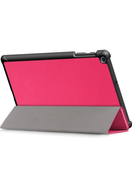 Samsung Galaxy Tab A 10.1 (2019) Için SM-T510 Gylint Tab A 10.1 (2019) Kılıf, Üç Katlı Stand Ince ve Hafif Kılıf; SM-T515 Gül Kırmızısı (Yurt Dışından)
