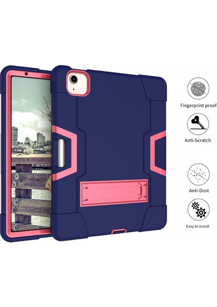iPad Air 4 Için 10.9" 2020 Kılıf, Çocuk Dostu Ağır Hizmet Darbeye Dayanıklı Sağlam Kapak, 2020 Çıkışı Için Dahili Kalemlik Standı Apple iPad Air 4 10.9" (Lacivert + Gül Kırmızısı) (Yurt Dışından) modelleri