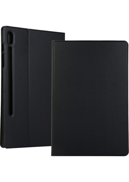 Samsung Galaxy Tab Için S7 T870 Düz Deri Kılıf T875 Tpu Yumuşak Kabuk Darbeye Dayanıklı S7 Kılıf Siyah (Yurt Dışından)