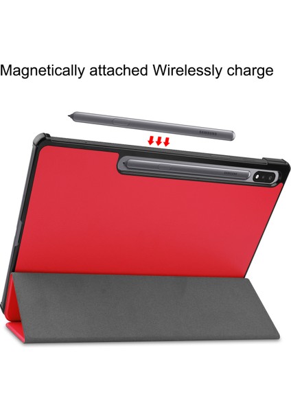 Samsung Galaxy Tab S7 Fe 12.4" 2021 / Galaxy Tab S7+ 12.4" 2021T730/T736 Için, Esnek Tpu Arka Kapak Otomatik Uyku/uyandırma Özellikli Hafif Üç Katlı Stand, Kırmızı (Yurt Dışından) fırsatları
