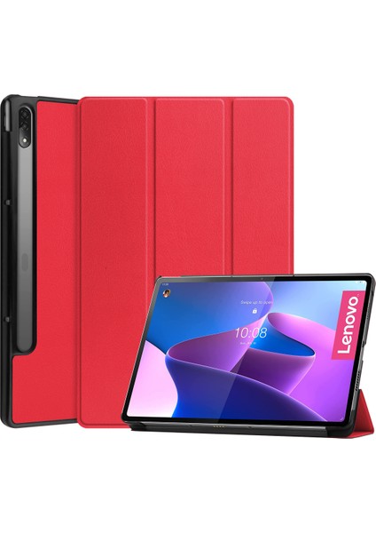 Lenovo Tab P12 Pro Kapak Kalem Tutucu ile 12.6 "darbeye Dayanıklı Kapak Tri-Fold Standı Folio Akıllı Kapak Için Lenovo Tab P12 Pro 12.6" Kırmızı (Yurt Dışından)