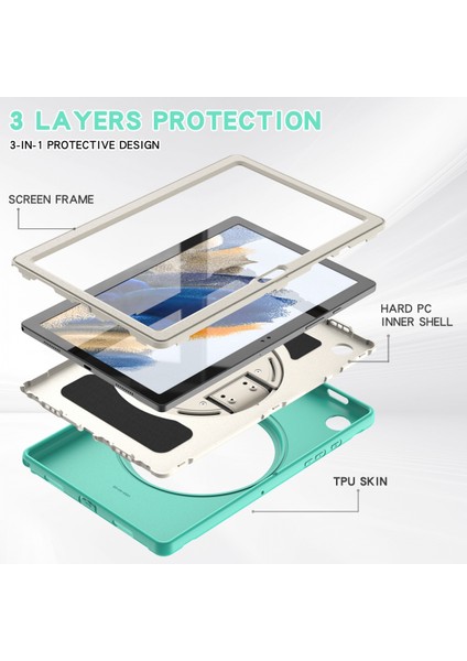 Samsung Tab A8 10.5 Inç Koruyucu Kapak X200/X205 Üç Geçirmez Tablet Her Şey Dahil Dönen Koruyucu Kapak Buz Kristali Mavi (Yurt Dışından) modelleri