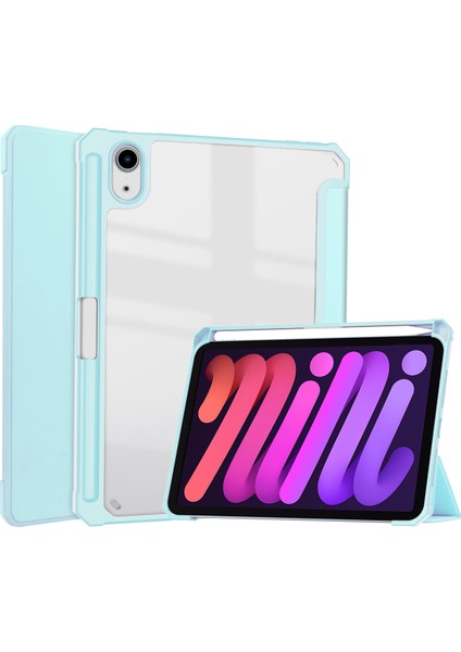iPad Mini 6 Kılıf Için, iPad Mini 6. Nesil Kılıf 8.3", Kalem Tutuculu, Touch Id/ipencil Şarj Desteği, Şeffaf Sert Sırtlı, Gökyüzü Bulut Mavisi (Yurt Dışından)