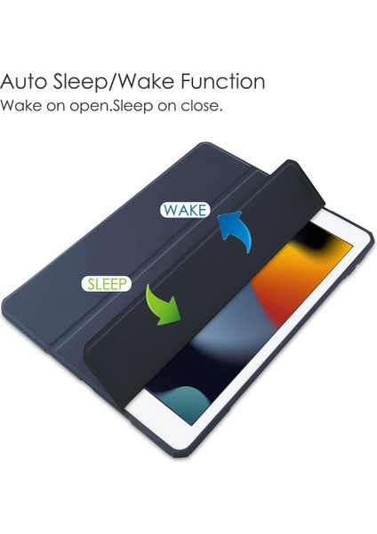 iPad 9./8./7. Nesil (2021/2020/2019) 10.2" Için - [dahili Kalemlik] Şeffaf Sırtlı Darbeye Dayanıklı Kılıf, Otomatik Uyku Uyandırma, Koyu Mavi (Yurt Dışından) fırsatları