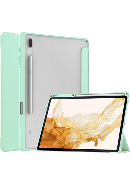 Samsung Galaxy Tab S8+ 12.4 2022 (SM-X800/X806) / Tab S7 Fe 12.4-Inch 2021 / Tab S7 Plus 12.4 2020 Için S Pen Standlı, Otomatik Uyandırmalı Şeffaf Tablet Arkası, Nane Yeşili (Yurt Dışından)