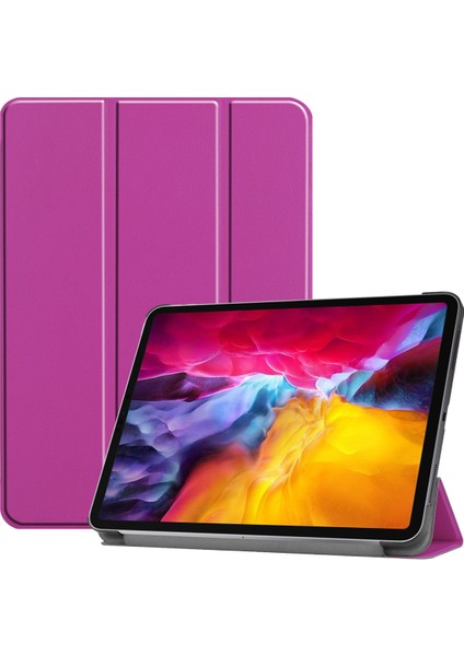 iPad Pro 11" Kılıf 2021 Için, [apple Kalem Şarjını Destekleyin] iPad Pro 11" Için 2021 Otomatik Uyandırma/uyku Fonksiyonlu Ince Üç Katlı Ciltli Akıllı Kapak, Mor (Yurt Dışından)