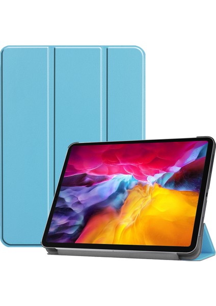 iPad Pro 11" Kılıf 2021 Için, [apple Kalem Şarjını Destekleyin] iPad Pro 11" Için 2021 Otomatik Uyandırma/uyku Özellikli Ince Üç Katlı Ciltli Akıllı Kapak, Gök Mavisi (Yurt Dışından)