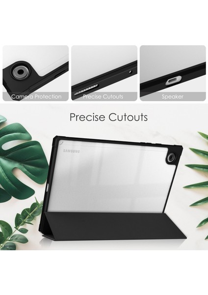 Samsung Galaxy Tab A8 10.5" 2021 Modelleri Için (SM-X200/X205), Şeffaf Şeffaf Sırtlı Darbeye Dayanıklı Kılıf, Otomatik Uyandırma/uyku, Siyah (Yurt Dışından) modelleri