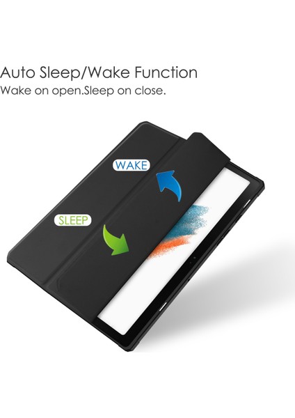 Samsung Galaxy Tab A8 10.5" 2021 Modelleri Için (SM-X200/X205), Şeffaf Şeffaf Sırtlı Darbeye Dayanıklı Kılıf, Otomatik Uyandırma/uyku, Siyah (Yurt Dışından) fırsatları