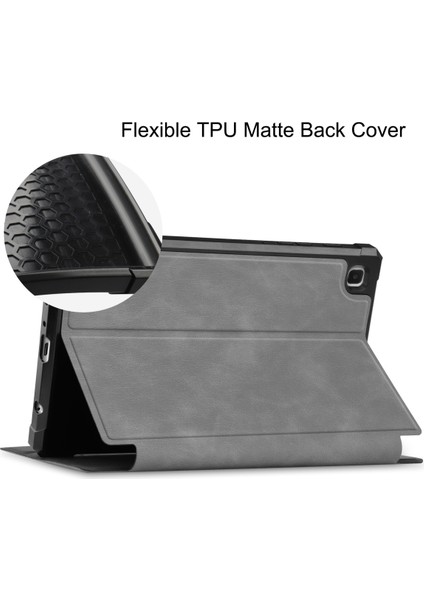 Galaxy Tab A7 Lite 8.7" 2021 Kapak SM-T220/225 Için, Ince Hafif Folio Stand Pu Deri Kılıf Yumuşak Tpu Arka Kapak Samsung Galaxy Tab A7 Lite 2021 Tablet Için, Gri (Yurt Dışından)