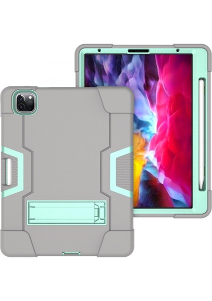 iPad Pro 11 2020 Için, Hibrit Ağır Hizmet Tipi Üç Katmanlı Tam Gövde Darbeye Dayanıklı Sağlam Kılıf ve iPad Pro 11 2020 Için Standlı 11 Inç (Gri) (Yurt Dışından) fiyatları