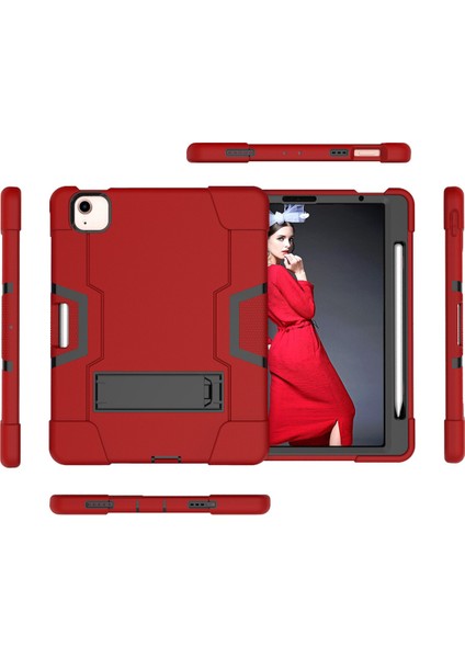 iPad Air 4 10.9" 2020 Için Kılıf, Çocuk Dostu Ağır Hizmet Darbeye Dayanıklı Sağlam Kılıf ve 2020 Için Çıkan Apple iPad Air 4 10.9"(Kırmızı+Siyah) Için Yerleşik Kalemlik Standlı (Yurt Dışından) fırsatları