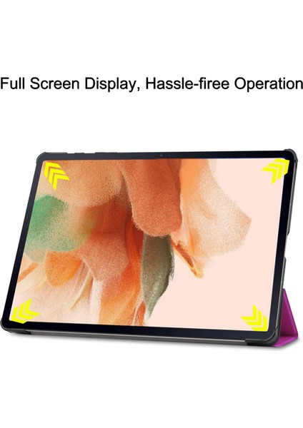 Samsung Galaxy Tab S7 Fe 12.4" 2021 / Galaxy Tab S7+ 12.4" 2021T730/T736 Için, Esnek Tpu Arka Kapak Otomatik Uyku/uyandırma Özellikli Hafif Üç Katlı Stand, Mor (Yurt Dışından) modelleri