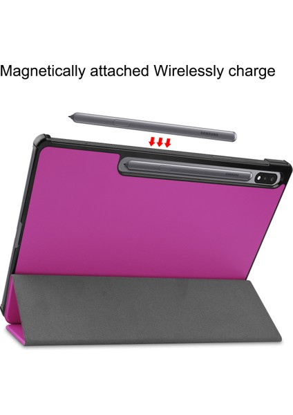 Samsung Galaxy Tab S7 Fe 12.4" 2021 / Galaxy Tab S7+ 12.4" 2021T730/T736 Için, Esnek Tpu Arka Kapak Otomatik Uyku/uyandırma Özellikli Hafif Üç Katlı Stand, Mor (Yurt Dışından) fırsatları