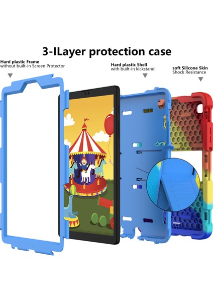Samsung Galaxy Tab A7 Case 2021 (SM-T220/T225) Için Hibrit Samsung A7 Case 8.7 Inç Standlı, Darbeye Dayanıklı Sağlam Samsung Tablet A7 Erkek ve Kız Çocuk Kılıfı (Renkli Mavi) (Yurt Dışından) fırsatları