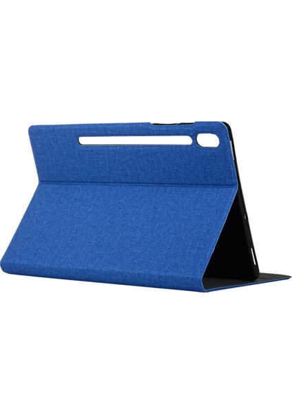 Samsung Galaxy Tab S7 PLUST970 Için Düz Deri Kılıf SM-T975 Yumuşak Kabuk Tpu Kapak Mavi (Kumaş Dokusu) (Yurt Dışından) fırsatları