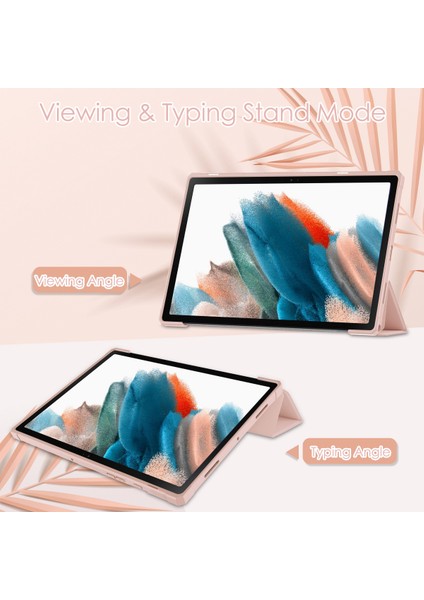 Samsung Galaxy Tab A8 10.5" 2021 Modelleri Için (SM-X200/X205), Şeffaf Sırtlı Darbeye Dayanıklı Kılıf, Otomatik Uyandırma/uyku, Pembe Altın (Yurt Dışından) fiyatları