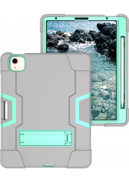 iPad Air 4 10.9" 2020 Için Kılıf, Çocuk Dostu Ağır Hizmet Darbeye Dayanıklı Sağlam Kılıf ve Dahili Kalem Tutucu Stand 2020 Için Çıktı Apple iPad Air 4 10.9"(Gri) (Yurt Dışından)