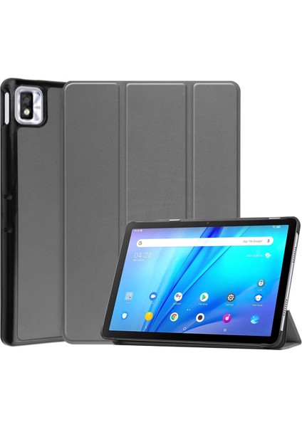 Tcl Tab 10S 10,1 Inç Için, Üç Katlı Ince Hafif Sert Kabuk Koruması Tcl Tab 10S Standlı Tablet Kılıfı Için Akıllı Kapak - Gri (Yurt Dışından)