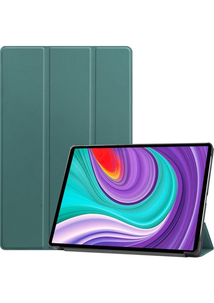 Lenovo Tab P11 Pro Case 11.5" 2020 (TB-J706F ), Lenovo Tab P11 Pro 11.5" Tablet Için Ince Hafif Akıllı Kapak Üçe Katlama Braketi Folio Sert Kılıf 2020'DE Çıktı - Koyu Yeşil (Yurt Dışından)