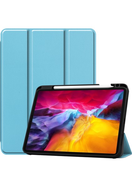 iPad Pro 11" Kılıf 2021 Için, [apple Kalem Şarjını Destekleyin] iPad Pro 11" 2021 Için Ince Üç Katlı Ciltli Kılıf Akıllı Kapak ve Otomatik Uyandırma/uyku Özellikli Kalem Tepsisi, Mavi (Yurt Dışından)