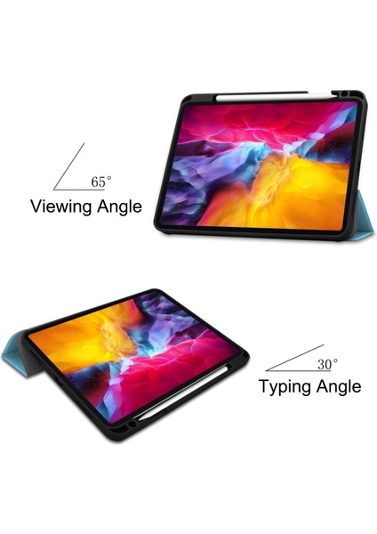 iPad Pro 11" Kılıf 2021 Için, [apple Kalem Şarjını Destekleyin] iPad Pro 11" 2021 Için Ince Üç Katlı Ciltli Kılıf Akıllı Kapak ve Otomatik Uyandırma/uyku Özellikli Kalem Tepsisi, Mavi (Yurt Dışından) fiyatları