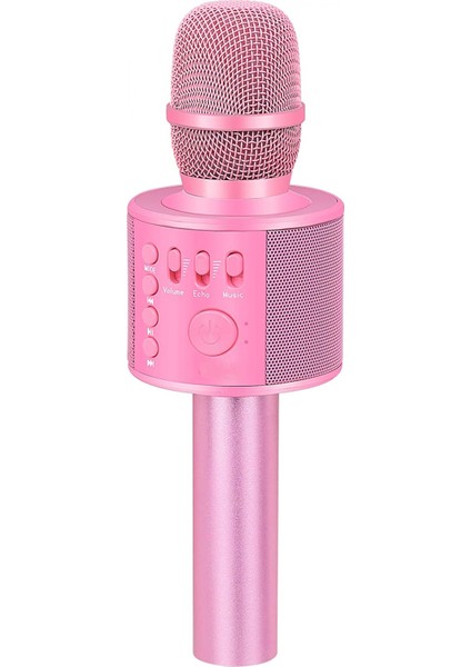 Kablosuz Bluetooth Karaoke Mikrofonu, Tüm Akıllı Telefonlar Için 3'ü 1 Arada Taşınabilir El Mikrofonu Hoparlör Makinesi, Kız Erkek Çocuk Yetişkinler Için Her Yaştan Hediye (Pembe) (Yurt Dışından)