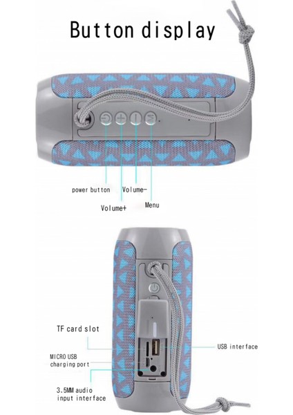 TG117 Kumaş Sanatı Bluetooth Hoparlör Açık Su Geçirmez Subwoofer Çift Diyaframlı Yüksek Kaliteli Taşınabilir Takılabilir Karikatür Hoparlör Siyah (Yurt Dışından)