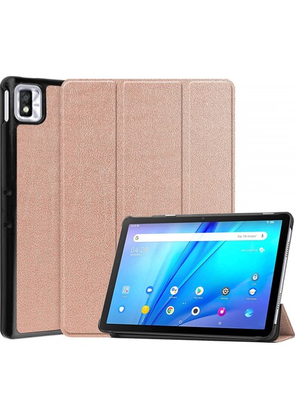 Tcl Tab 10S 10,1 Inç Için, Üç Katlı Ince Hafif Sert Kabuk Koruması Tcl Tab 10S Standlı Tablet Kılıfı Için Akıllı Kapak - Pembe Altın (Yurt Dışından)