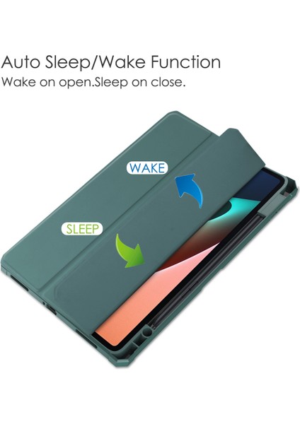 Mi Pad 5 11.0 Inç Için, Akıllı Ince Üç Katlı Stand, Kalem Tutuculu Otomatik Uyutma/uyandırma Kapağı, Mi Pad 5 Pro 5g 2021 Için Şeffaf Şeffaf Arka Kapak - Yeşil (Yurt Dışından) modelleri