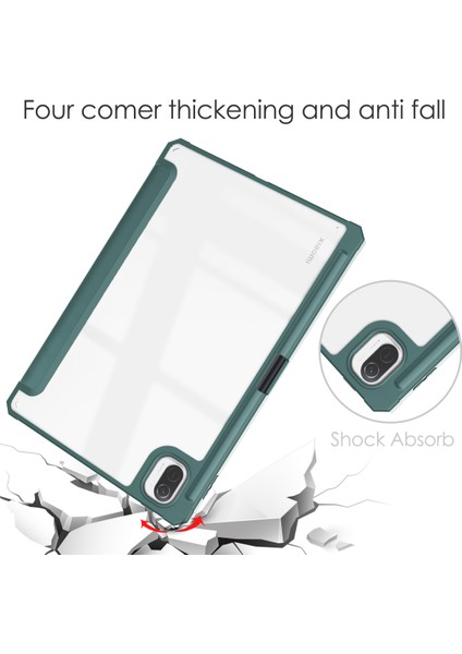 Mi Pad 5 11.0 Inç Için, Akıllı Ince Üç Katlı Stand, Kalem Tutuculu Otomatik Uyutma/uyandırma Kapağı, Mi Pad 5 Pro 5g 2021 Için Şeffaf Şeffaf Arka Kapak - Yeşil (Yurt Dışından) fırsatları