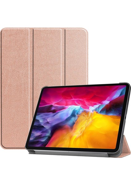 iPad Pro 11" Kılıf 2021 Için, [apple Kalem Şarjını Destekleyin] iPad Pro 11" Için 2021 Otomatik Uyandırma/uyku Fonksiyonlu Ince Üç Katlı Ciltli Akıllı Kapak, Pembe Altın (Yurt Dışından)
