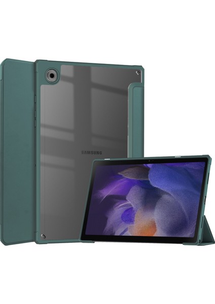 Samsung Galaxy Tab A8 10.5" 2022 Modelleri (SM-X200/X205) Için, Şeffaf Şeffaf Sırtlı Darbeye Dayanıklı Kılıf, Otomatik Uyandırma/uyku, Koyu Yeşil (Yurt Dışından)