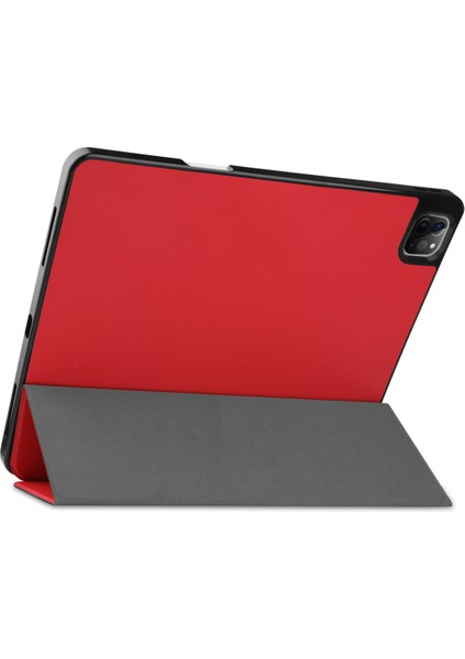 2021 5. Nesil iPad Pro 12.9" Kılıf, Otomatik Uyandırma/uyku Kapağı, Kalem Tutuculu Kapak, Ince Yumuşak Tpu Arka Akıllı Üç Katlı Stand (Kırmızı) (Yurt Dışından) fırsatları