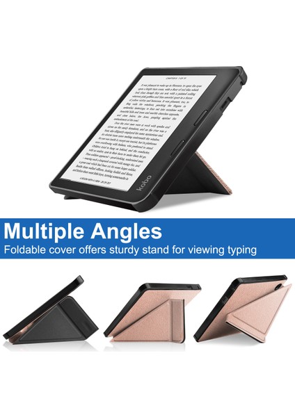 Kobo Sage 2021 Için Çıktı 8" E-Okuyucu, Yumuşak Tpu Mat Arka Kapak, Manyetik Kapatmalı ve Standlı Ince Akıllı Folyo Kapak - Pembe Altın (Yurt Dışından)