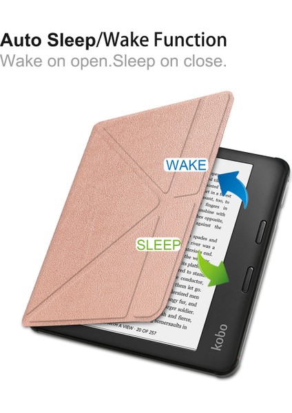Kobo Sage 2021 Için Çıktı 8" E-Okuyucu, Yumuşak Tpu Mat Arka Kapak, Manyetik Kapatmalı ve Standlı Ince Akıllı Folyo Kapak - Pembe Altın (Yurt Dışından)
