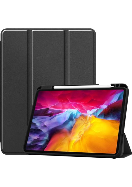 iPad Pro 11" Kılıf 2021 Için, [apple Kalem Şarjını Destekleyin] iPad Pro 11" 2021 Için Ince Üç Katlı Ciltli Kılıf Otomatik Uyandırma/uyku Fonksiyonlu Kalem Tepsili Akıllı Kapak, Siyah (Yurt Dışından)