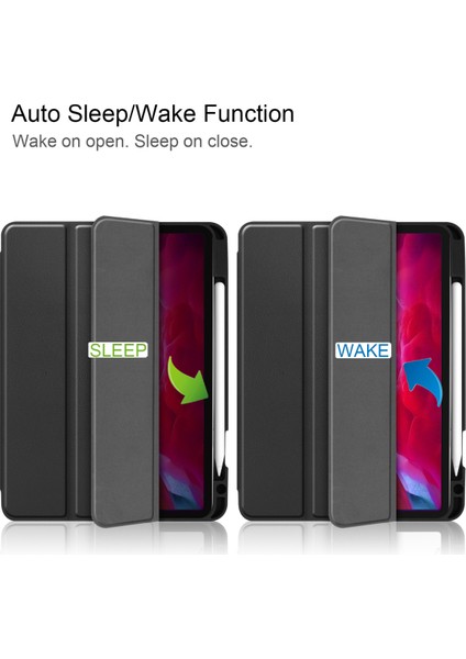 iPad Pro 11" Kılıf 2021 Için, [apple Kalem Şarjını Destekleyin] iPad Pro 11" 2021 Için Ince Üç Katlı Ciltli Kılıf Otomatik Uyandırma/uyku Fonksiyonlu Kalem Tepsili Akıllı Kapak, Siyah (Yurt Dışından) fırsatları