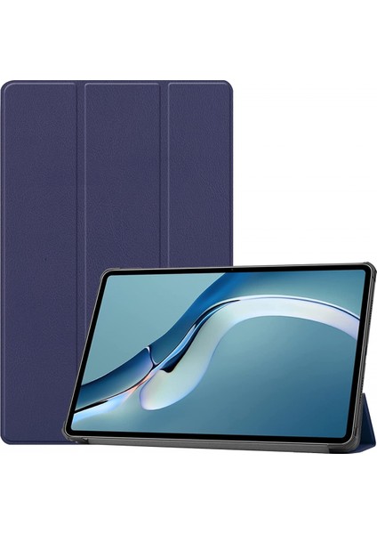 Huawei Matepad Pro 12.6 2021 Tablet Kılıfı Için Hafif Üç Katlı Stand Pc Sert Arka Kapak Kapak Tüm Vücut Sağlam Darbeye Dayanıklı Kapak(Renk: Koyu Mavi) (Yurt Dışından)