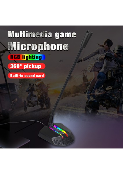 Saytay Bilgisayar Mikrofonu Rgb Parlak Bükülebilir USB Mikrofon Sürücüsü Ücretsiz Sesli Sohbet Video Konferans Mikrofonu ST-001 (Yurt Dışından)