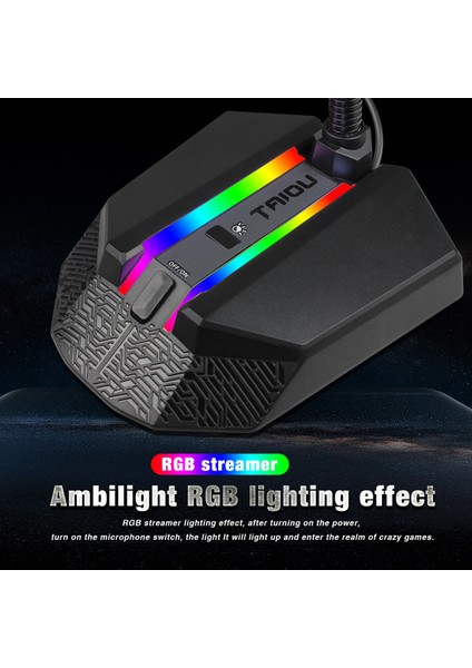 Saytay Bilgisayar Mikrofonu Rgb Parlak Bükülebilir USB Mikrofon Sürücüsü Ücretsiz Sesli Sohbet Video Konferans Mikrofonu ST-001 (Yurt Dışından)