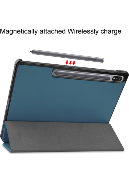 Samsung Galaxy Tab S7 Fe 12.4" 2021 / Galaxy Tab S7+ 12.4" 2021 T730/T736 Için, Esnek Tpu Arka Kapak Otomatik Uyku/uyandırma Işlevli Hafif Üçe Katlanan Stand, Koyu Yeşil (Yurt Dışından) modelleri