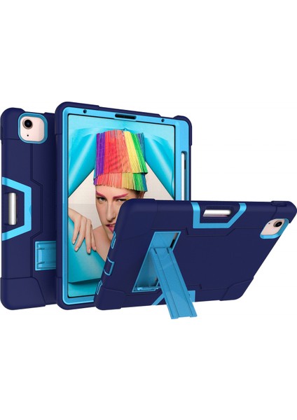 iPad Air 4 10.9" 2020 Için Kılıf, Çocuk Dostu Ağır Hizmet Darbeye Dayanıklı Sağlam Kılıf ve 2020'DE Çıkan Apple iPad Air 4 10.9" (Lacivert+Mavi) Için Yerleşik Kalemlik Standlı (Yurt Dışından)