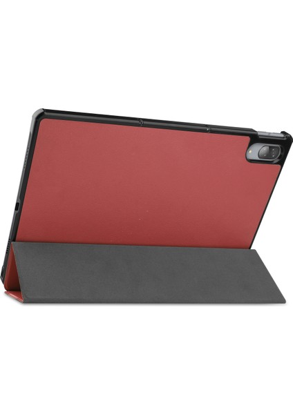 Lenovo Tab P11 Pro Case 11.5" 2020 (TB-J706F ), Lenovo Tab P11 Pro 11.5" Tablet Için Ince Hafif Akıllı Kapak Üçe Katlama Braketi Folio Sert Kılıf 2020'DE Çıktı - Bordo (Yurt Dışından)