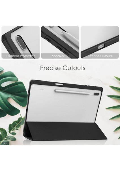 Samsung Galaxy Tab S8+ 12.4 2022 (SM-X800/X806) / Tab S7 Fe 12.4-Inch 2021 / Tab S7 Plus 12.4 2020 Için S Pen Standlı, Otomatik Uyandırmalı Şeffaf Tablet Arkası, Siyah (Yurt Dışından) modelleri