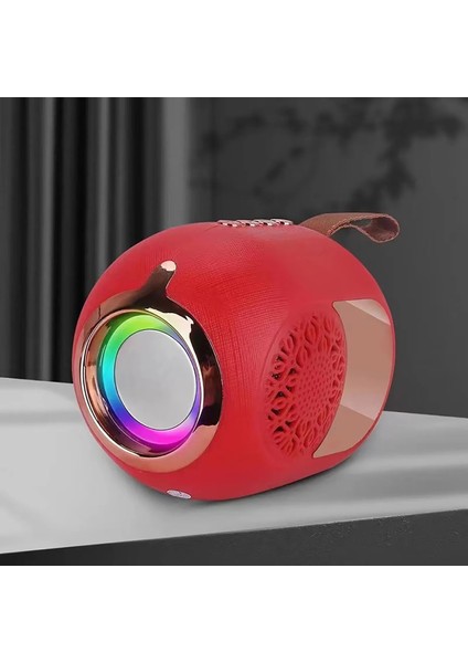 Taşınabilir Kablosuz Bluetooth Hoparlör Taşınabilir Mini Kart Ses Renkli Işık Hoparlör 360 Derece Stereo Çevresel Ses Hoparlörü (Kırmızı) (Yurt Dışından) fiyatları