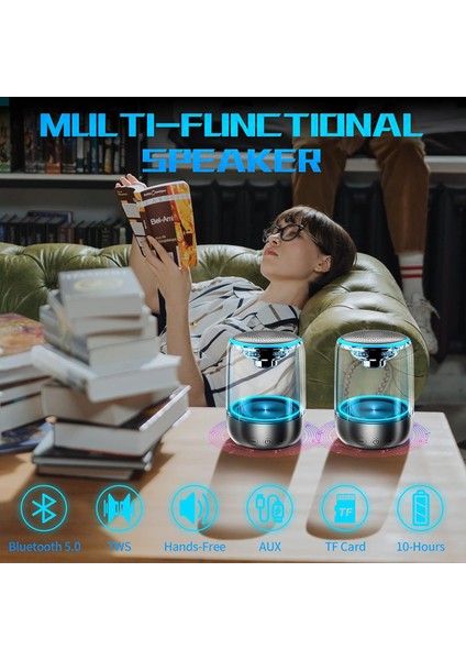 Wekity Bluetooth Hoparlör, Taşınabilir Ayarlanabilir 7 Renk Işık 360° Stereo Kristal Cam Müzik Hoparlörü Telefon, Tablet, Dizüstü Bilgisayar ve Masaüstü Için (Yurt Dışından) fiyatları