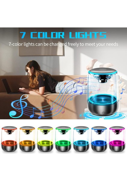 Wekity Bluetooth Hoparlör, Taşınabilir Ayarlanabilir 7 Renk Işık 360° Stereo Kristal Cam Müzik Hoparlörü Telefon, Tablet, Dizüstü Bilgisayar ve Masaüstü Için (Yurt Dışından) modelleri