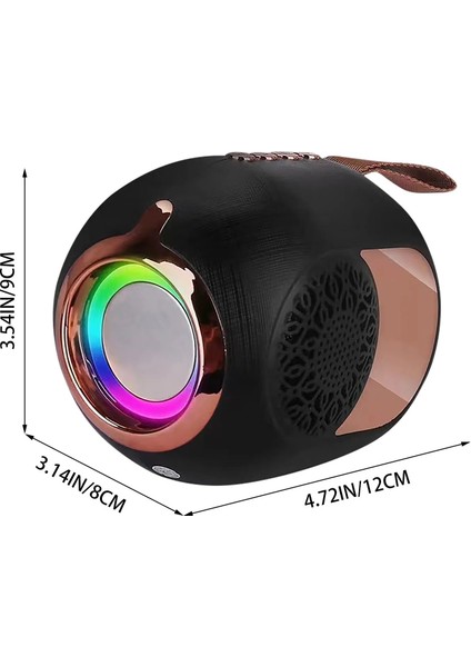 Taşınabilir Kablosuz Bluetooth Hoparlör Taşınabilir Mini Kart Ses Renkli Işık Hoparlör 360 Derece Stereo Surround Ses Hoparlörü (Yurt Dışından)