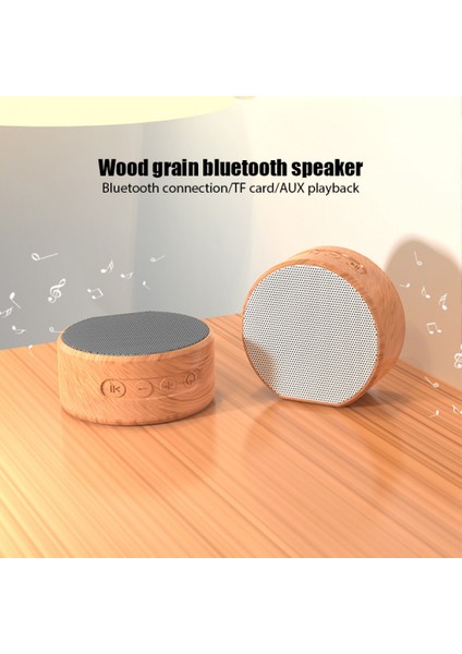 Dış Mekan Yeni A60 Kablosuz Hoparlör Subwoofer Akıllı Ses Ahşap Tahıl Bluetooth Hoparlör Dahili Yüksek Çözünürlüklü Mikrofon (Siyah) (Yurt Dışından)